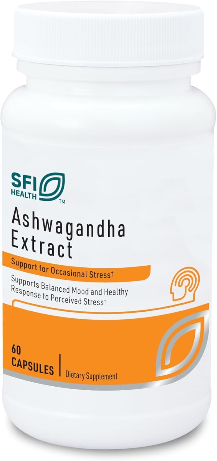 SFI Health Klaire Labs Ashwagandha Extract 300mg - Ashwagandha Supplement to Promote Memory, Cognitive Function & Healthy Stress Response - Hypoallergenic Ashwagandha Root Extract (60 Capsules)