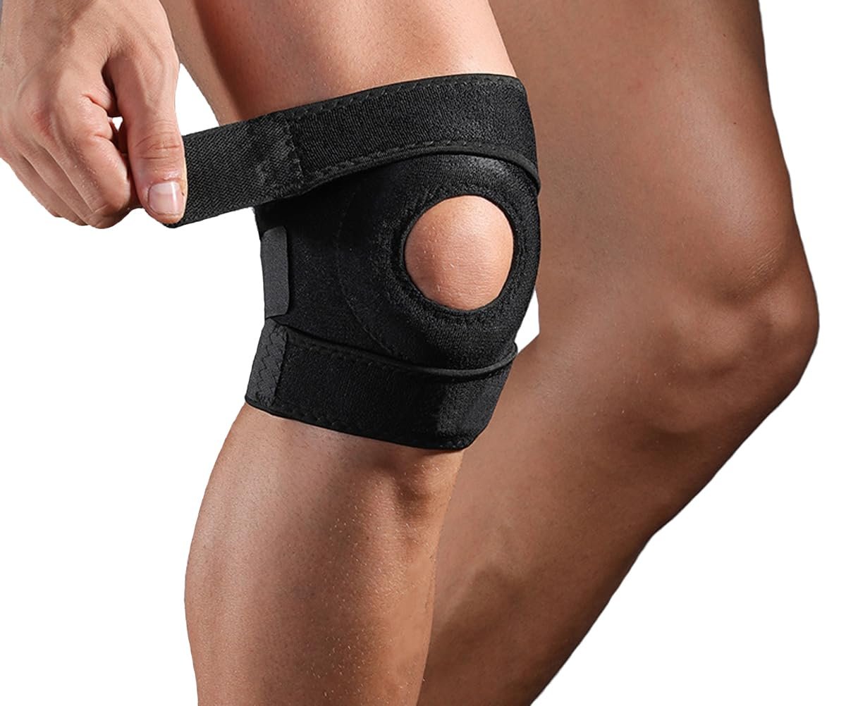 Knee Brace for Men Women Knee Braces for Knee Pain, Patellar Tendon Support Strap, Knee Brace for Meniscus Tear Compression Sleeve, Fit Under 170lbs (Black)