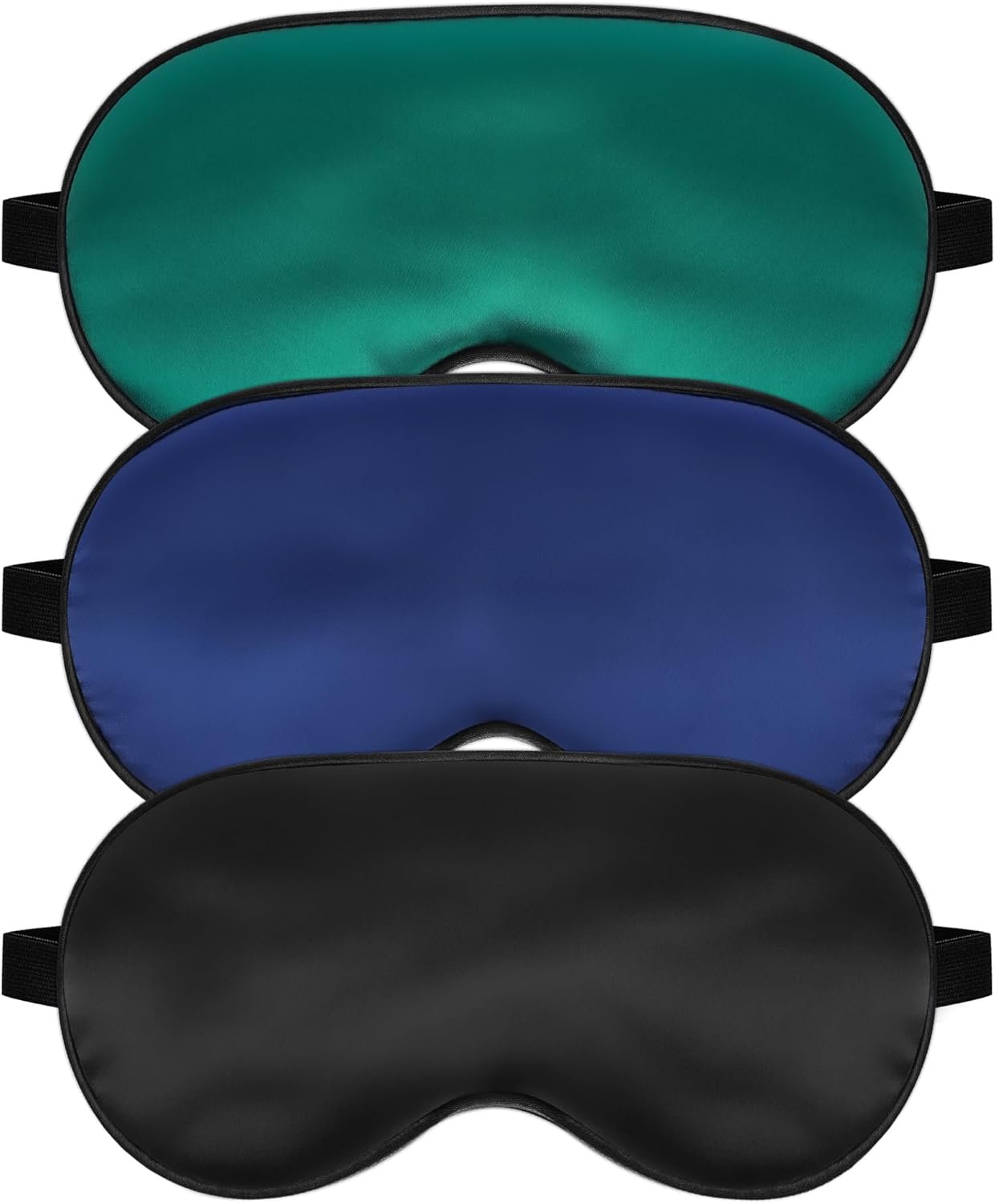 Silk Sleep Mask for Sleeping with Adjustable Strap, Satin Blackout for Men&Women, Comfortable Blindfold Eyeshade for Night Sleep (Black,Blue,Green)