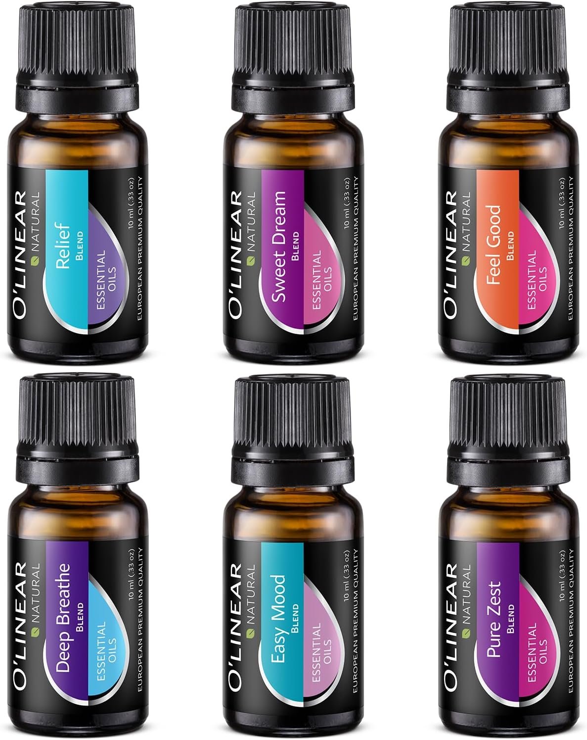 O'linear Essential Oils 6 Blends Set - Perfect for Humidifiers and Diffusers, Aromatherapy Diffuser Oils Scents, Essential Oil Kit for Home Use, Essential Oil Pack with Various Scents