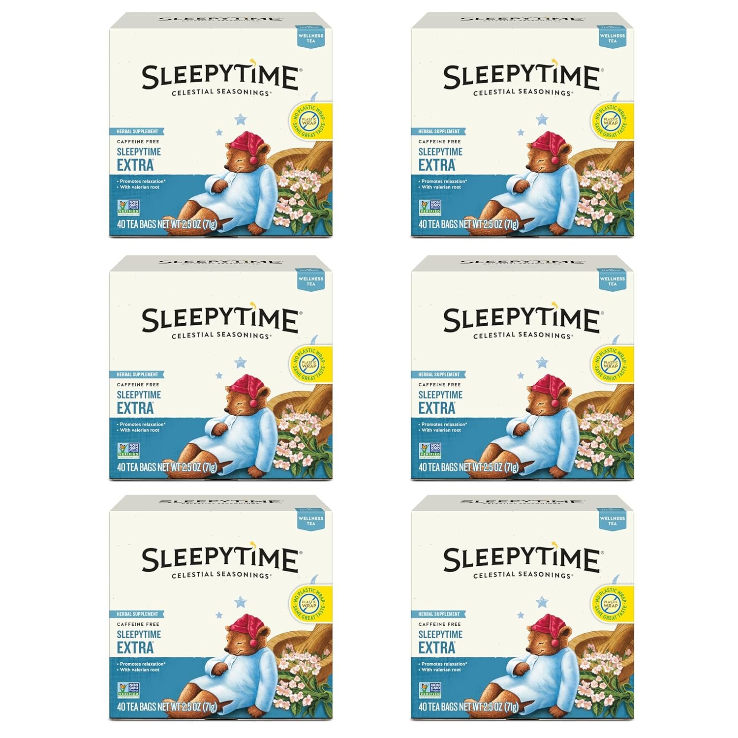 Celestial Seasonings Sleepytime Extra Herbal Tea, Promotes Relaxation, 40 Count (Pack of 6)