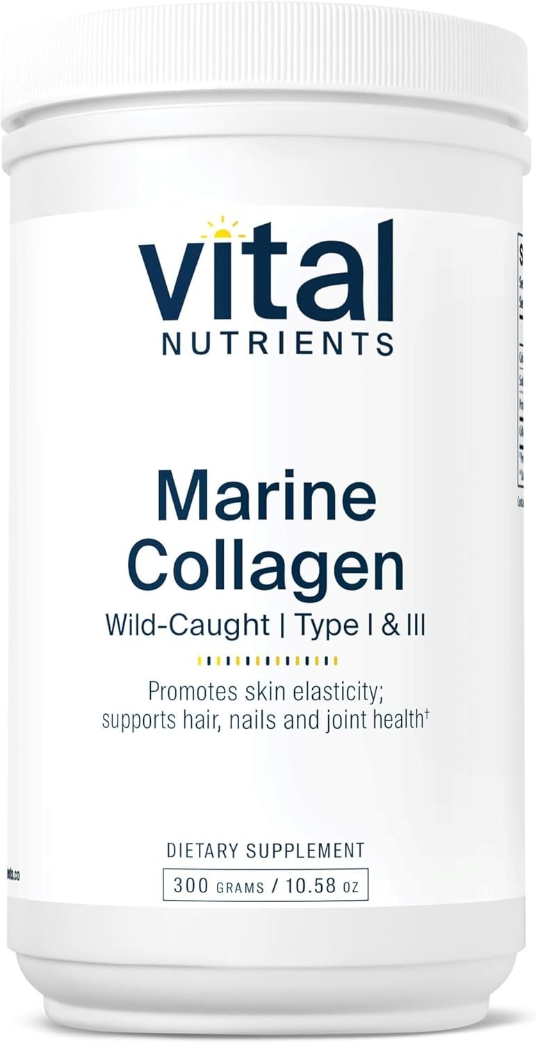 Vital Nutrients Marine Collagen Powder Unflavored | Hair, Skin, Nails, & Joint Support* | Type I & III Collagen Powder Supplement from Wild-Caught Fish | Gluten, Dairy, Soy Free | 300 Grams
