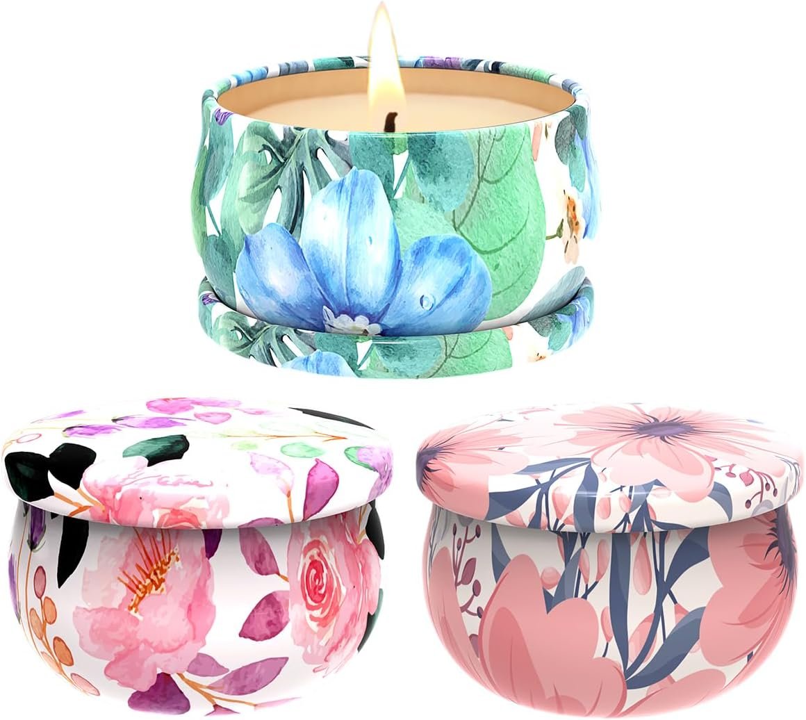 Scented Candles Gift Sets of 3, Stress Relief Candles for Home Scented, Natural Soy Wax Aromatherapy Candle, Burning Long Lasting Candles, Best Ideal for Gift, Baby Shower Prizes
