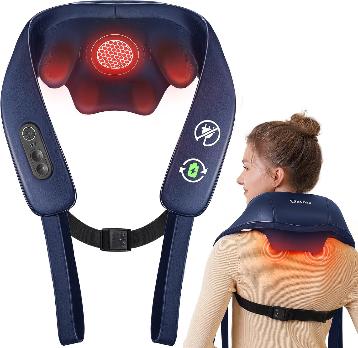 Neck and Shoulder Massager with Heat, Cordless Back and Neck Massager for Pain Relief, Upgraded Graphene Heating, 4D Shiatsu Deep Kneading for Shoulder, Back & Leg, Portable Gift for Dad, Mom & Friend