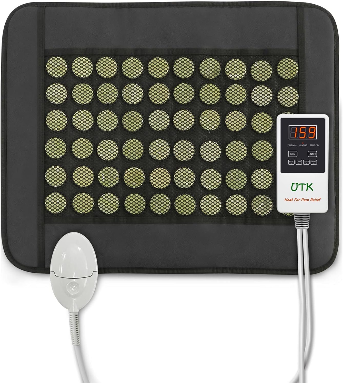 UTK Far Infrared Heating Pad for Back, 5X Deeper Pain Relief Pure Jade Heating Pad with 60 Natural Jades, FSA-HSA Eligible, Hotter to 159℉, 4H Auto Off, Gift for Women Men, Small (19" X 15")