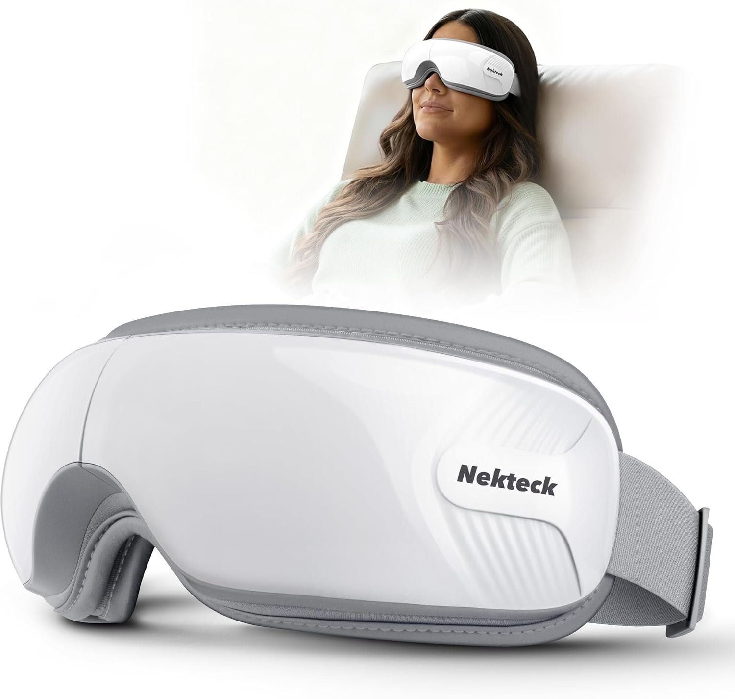 Nekteck Eye Massager with Heat, Birthday Gifts Bluetooth Eye Mask Massage for Migraine Relief, Heated Smart Migraine Massager to Reduce Strain, Dry Eyes, Sleep Relaxation, Christmas Gift for Her Him