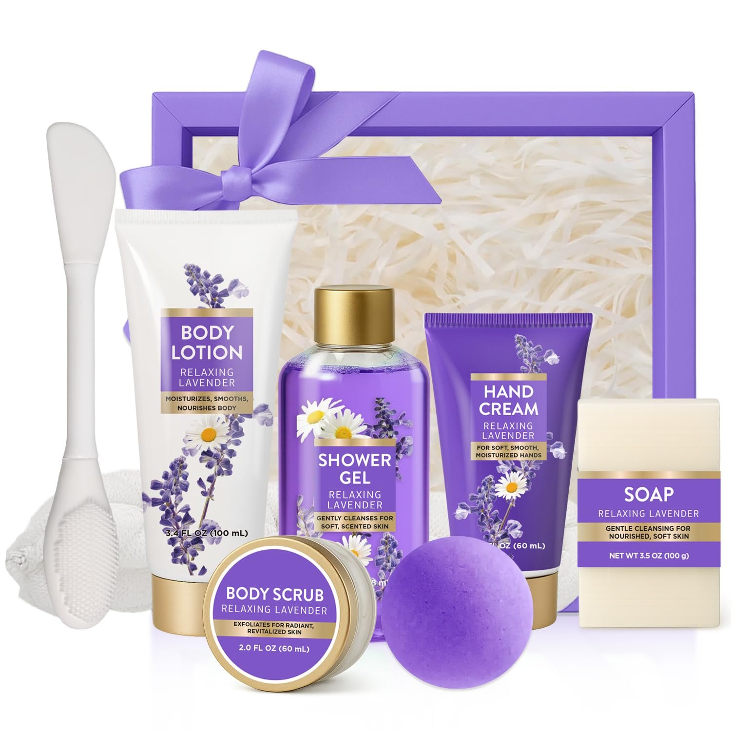 Christmas Gifts for Women, 8 piece Lavender Gift Sets for Women with Bubble Bath, Relaxing Spa Gifts for Wife, girlfriend and Mom, Bath Gift Baskets Set with Body Scrub, Body Lotion, Hand Cream