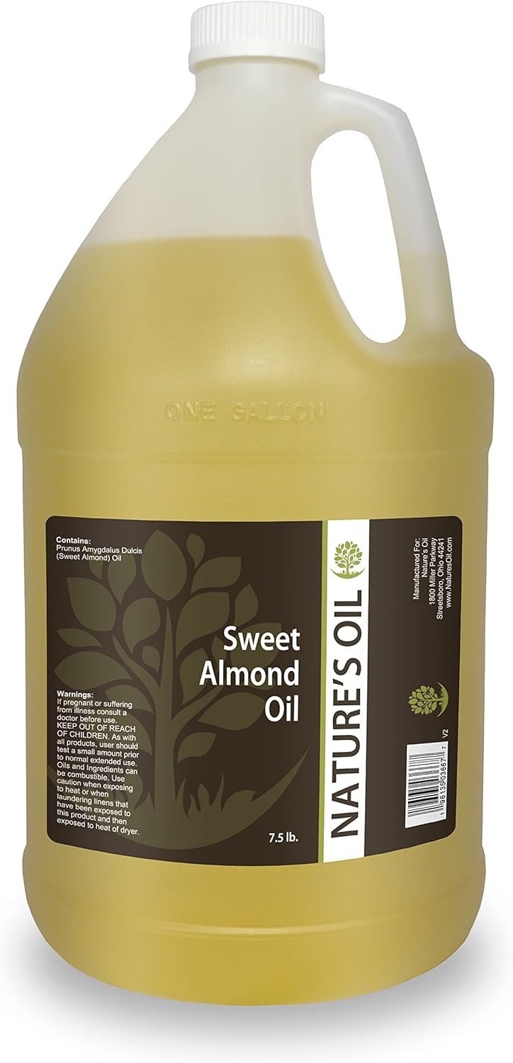 Sweet Almond Oil Gallon - 100% Pure Carrier for Massage, Diluting Essential Oils, Aromatherapy, Hair & Skin Care Benefits, Moisturizer & Softener - by Nature's Oil.