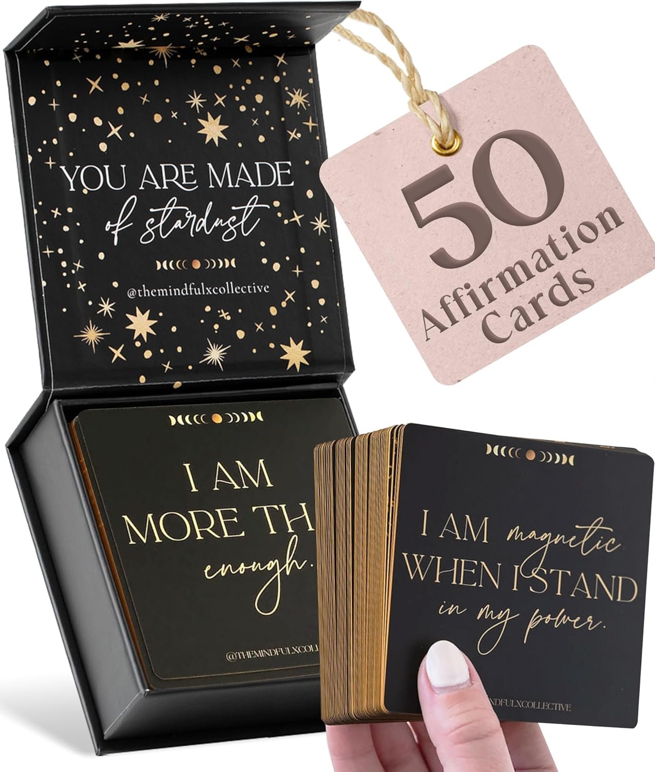 THE MINDFUL COLLECTIVE Positive Affirmation Cards for Women - 50 Daily Affirmations for Women. Motivational Mindfulness Cards, Inspirational Self Care Spiritual Gifts for Astrology, Zodiac